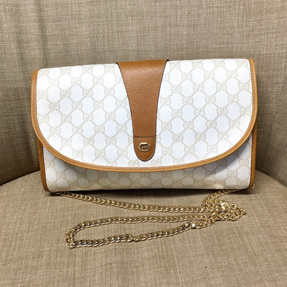 Authentic Gucci white monogram coated canvas crossbody bag - Picture 1 of 16
